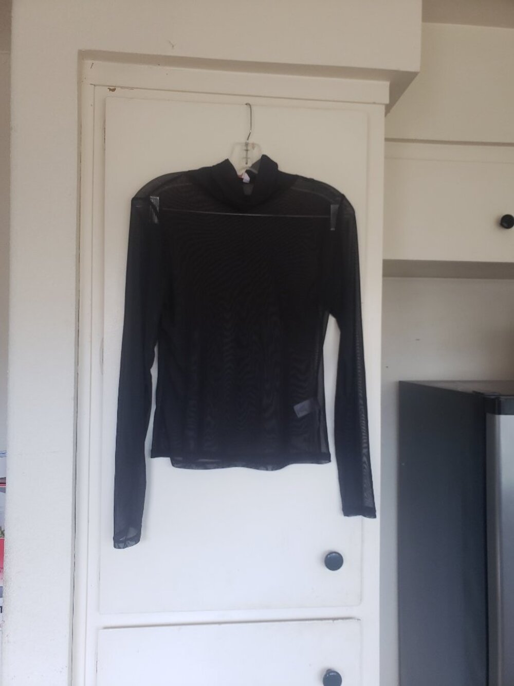 Candies Mesh Turtleneck Top Black Size Large